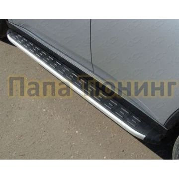 Пороги алюминиевые ТСС с накладкой для Volkswagen Amarok 2010-2016 Пороги алюминиевые ТСС с накладкой для Volkswagen Amarok 2010-2016