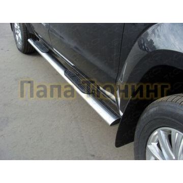 Пороги труба овальная с накладками 120х60 мм ТСС для Volkswagen Amarok 2010-2016 Пороги труба овальная с накладками 120х60 мм ТСС для Volkswagen Amarok 2010-2016