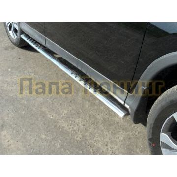 Пороги труба овальная с проступью 120х60 мм ТСС для Volkswagen Amarok 2010-2016 Пороги труба овальная с проступью 120х60 мм ТСС для Volkswagen Amarok 2010-2016