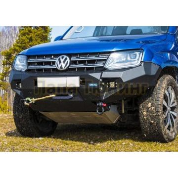 Бампер силовой Rival передний черный без ПТФ алюминий 6 мм для Volkswagen Amarok 2010-