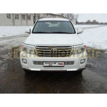 Защита передняя овальная с ДХО 75х42 мм ТСС для Toyota Land Cruiser 200 2012-2015 Защита передняя овальная с ДХО 75х42 мм ТСС для Toyota Land Cruiser 200 2012-2015