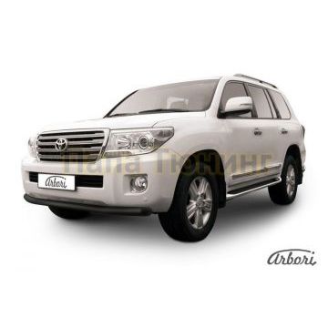 Защита переднего бампера чёрная сталь 76 мм Slitkoff для Toyota Land Cruiser 200 2013-2015 Защита переднего бампера чёрная сталь 76 мм Slitkoff для Toyota Land Cruiser 200 2013-2015