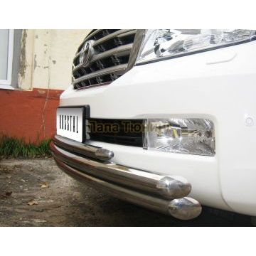 Защита передняя тройная d57-d57-d42 РусСталь для Toyota Land Cruiser 200 2007-2011
