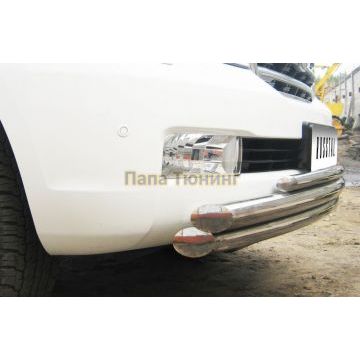 Защита передняя тройная d57-d57-d42 РусСталь для Toyota Land Cruiser 200 2007-2011