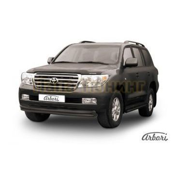 Защита передняя чёрная сталь двойная 57-57 мм Slitkoff для Toyota Land Cruiser 200 2007-2011 Защита передняя чёрная сталь двойная 57-57 мм Slitkoff для Toyota Land Cruiser 200 2007-2011