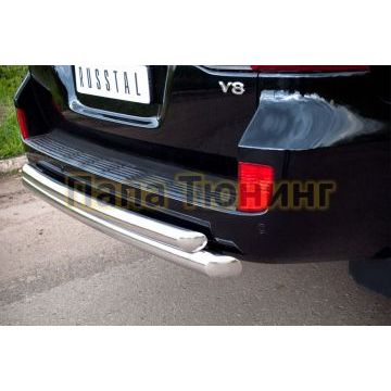 Защита заднего бампера двойная d76-d57  РусСталь для Toyota Land Cruiser 200 2007-2011