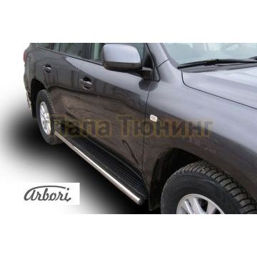 Защита штатных порогов труба 57 мм Slitkoff для Toyota Land Cruiser 200 2007-2011 Защита штатных порогов труба 57 мм Slitkoff для Toyota Land Cruiser 200 2007-2011