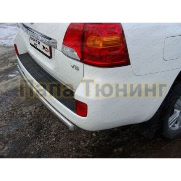 Защита заднего бампера овальная 75х42 мм ТСС для Toyota Land Cruiser 200 2012-2015