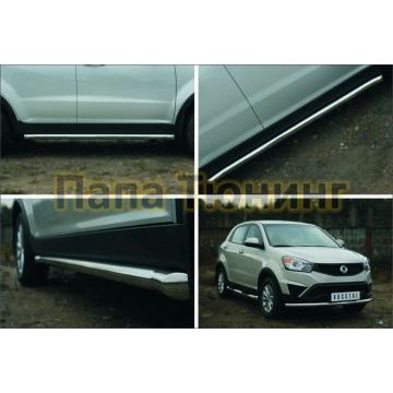 Пороги труба d57 вариант 1 РусСталь для Ssangyong Actyon 2013-