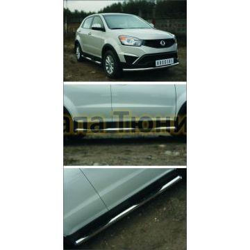Пороги труба с накладками d76 вариант 2 РусСталь для Ssangyong Actyon 2013-