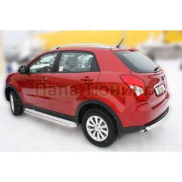 Защита заднего бампера большая 60 мм ALFeco для Ssangyong Actyon 2013-