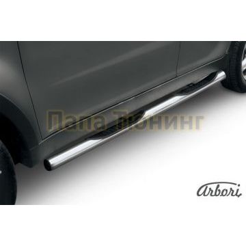 Пороги труба с накладками 76 мм Slitkoff для SsangYong Actyon 2010- Пороги труба с накладками 76 мм Slitkoff для SsangYong Actyon 2010-