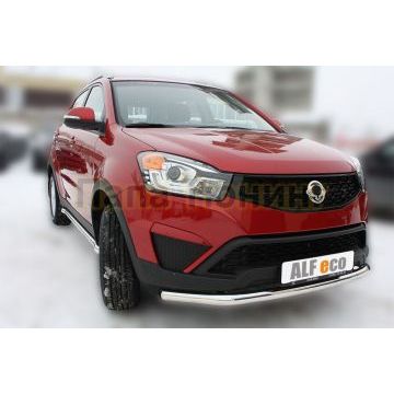 Защита переднего бампера 60 мм ALFeco для Ssangyong Actyon 2013-