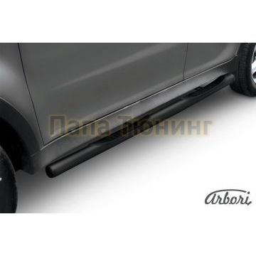 Пороги чёрная сталь труба с накладками 76 мм Slitkoff для SsangYong Actyon 2010- Пороги чёрная сталь труба с накладками 76 мм Slitkoff для SsangYong Actyon 2010-