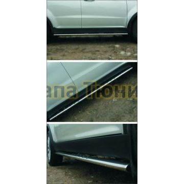 Пороги труба овальная с проступью 75х42 мм РусСталь для Ssangyong Actyon 2013-