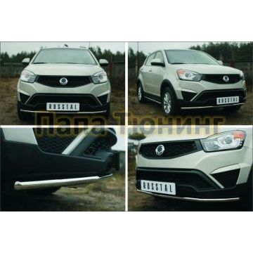 Защита переднего бампера d42 РусСталь для Ssangyong Actyon 2013-