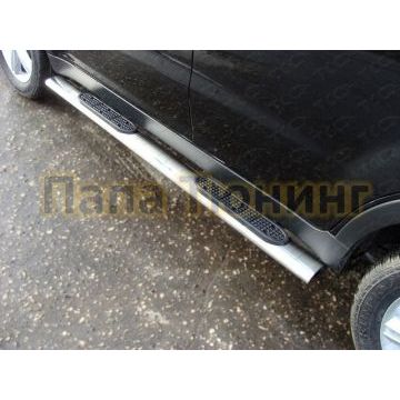 Пороги труба овальная с накладками 120х60 мм ТСС для SsangYong Actyon 2010- Пороги труба овальная с накладками 120х60 мм ТСС для SsangYong Actyon 2010-