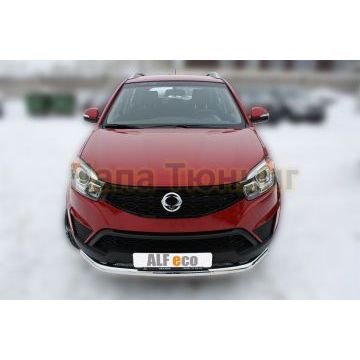 Защита переднего бампера 60 мм ALFeco для Ssangyong Actyon 2013-