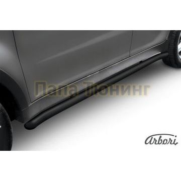 Защита штатных порогов чёрная сталь с загибами 57 мм Slitkoff для SsangYong Actyon 2010- Защита штатных порогов чёрная сталь с загибами 57 мм Slitkoff для SsangYong Actyon 2010-