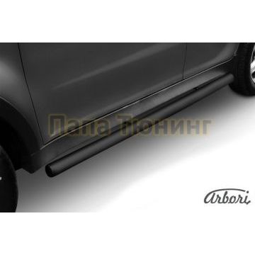 Защита штатных порогов чёрная сталь труба 76 мм Slitkoff для SsangYong Actyon 2010- Защита штатных порогов чёрная сталь труба 76 мм Slitkoff для SsangYong Actyon 2010-