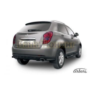 Защита задняя уголки чёрная сталь 57 мм Slitkoff для SsangYong Actyon 2010- Защита задняя уголки чёрная сталь 57 мм Slitkoff для SsangYong Actyon 2010-