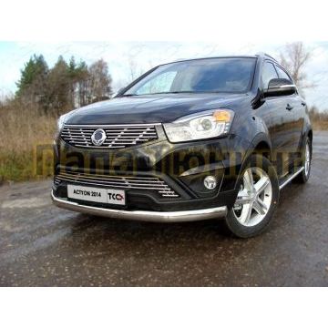 Защита передняя овальная 75х42 мм ТСС для SsangYong Actyon 2013- Защита передняя овальная 75х42 мм ТСС для SsangYong Actyon 2013-