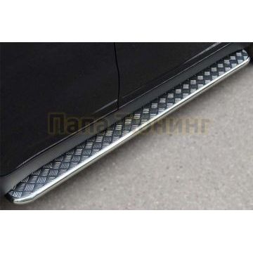 Пороги с площадкой алюминиевый лист d42вариант 2 РусСталь для Ssangyong Actyon 2010-2013