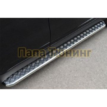 Пороги с площадкой алюминиевый лист d42 РусСталь для Ssangyong Actyon 2010-2013