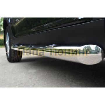 Пороги труба с накладками d76 вариант 1 РусСталь для Ssangyong Actyon 2010-2013