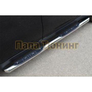 Пороги труба с накладками d76 вариант 1 РусСталь для Ssangyong Actyon 2010-2013