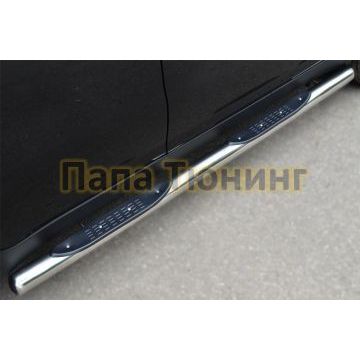 Пороги труба с накладками d76 вариант 3 РусСталь для Ssangyong Actyon 2010-2013