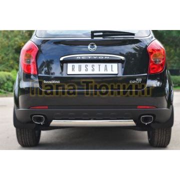 Защита заднего бампера овальная 75х42 мм РусСталь для Ssangyong Actyon 2010-2013