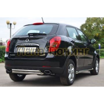 Защита заднего бампера двойная d57-d42 РусСталь для Ssangyong Actyon 2010-2013