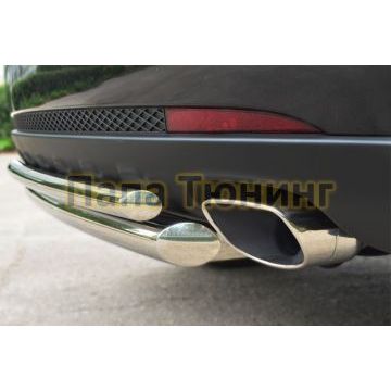 Защита заднего бампера двойная d57-d42 РусСталь для Ssangyong Actyon 2010-2013