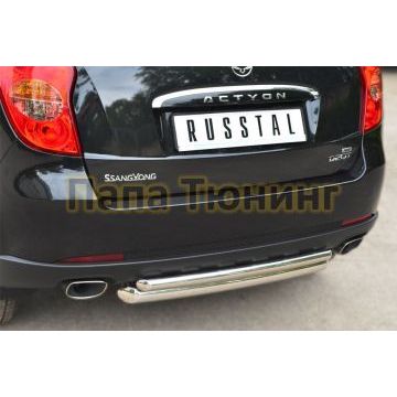 Защита заднего бампера двойная d57-d42 РусСталь для Ssangyong Actyon 2010-2013