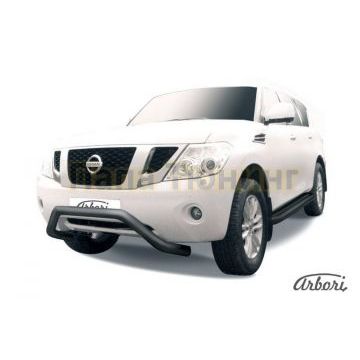 Кенгурин чёрная сталь низкий широкий мини 76 мм Slitkoff для Nissan Patrol 2010- Кенгурин чёрная сталь низкий широкий мини 76 мм Slitkoff для Nissan Patrol 2010-
