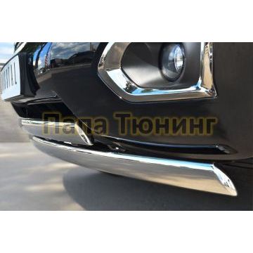 Защита передняя овальная двойная 75х42 мм РусСталь для Nissan Patrol 2014-