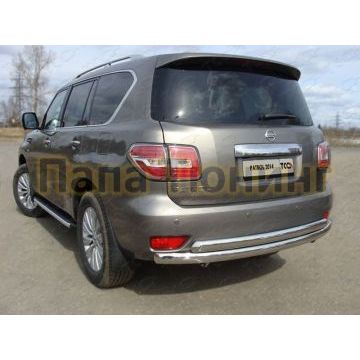 Защита заднего бампера овальная двойная 75х75 мм ТСС для Nissan Patrol 2014- Защита заднего бампера овальная двойная 75х75 мм ТСС для Nissan Patrol 2014-