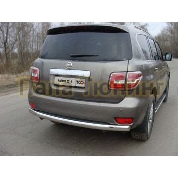 Защита заднего бампера овальная 75х42 мм ТСС для Nissan Patrol 2014- Защита заднего бампера овальная 75х42 мм ТСС для Nissan Patrol 2014-