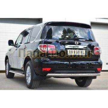 Защита заднего бампера овальная 75х42 мм РусСталь для Nissan Patrol 2014-