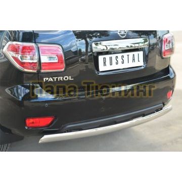 Защита заднего бампера овальная 75х42 мм РусСталь для Nissan Patrol 2014-
