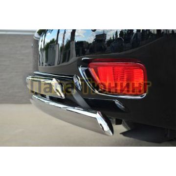 Защита заднего бампера овальная двойная 75х42 мм РусСталь для Nissan Patrol 2014-