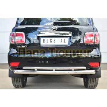 Защита заднего бампера двойная d76-d42 РусСталь для Nissan Patrol 2014-