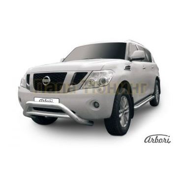 Кенгурин низкий широкий с перемычкой 76 мм Slitkoff для Nissan Patrol 2010- Кенгурин низкий широкий с перемычкой 76 мм Slitkoff для Nissan Patrol 2010-