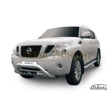 Кенгурин низкий широкий с клыками 76 мм Slitkoff для Nissan Patrol 2010- Кенгурин низкий широкий с клыками 76 мм Slitkoff для Nissan Patrol 2010-