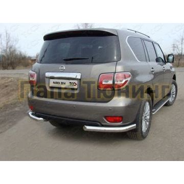 Защита заднего бампера уголки 76 мм ТСС для Nissan Patrol 2014- Защита заднего бампера уголки 76 мм ТСС для Nissan Patrol 2014-