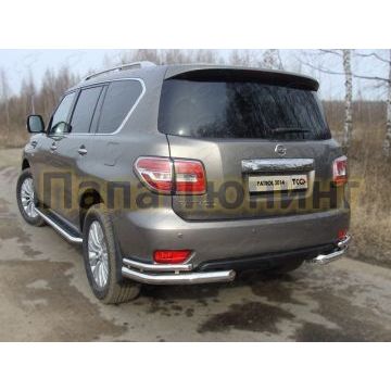 Защита задняя двойные уголки 76-42 мм ТСС для Nissan Patrol 2014- Защита задняя двойные уголки 76-42 мм ТСС для Nissan Patrol 2014-