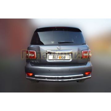 Защита задняя овальная двойная 75х42 мм ALFeco для Nissan Patrol 2014-