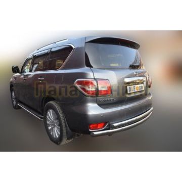 Защита задняя овальная двойная 75х42 мм ALFeco для Nissan Patrol 2014-