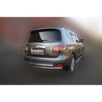 Защита задняя овальная двойная 75х42 мм ALFeco для Nissan Patrol 2014-